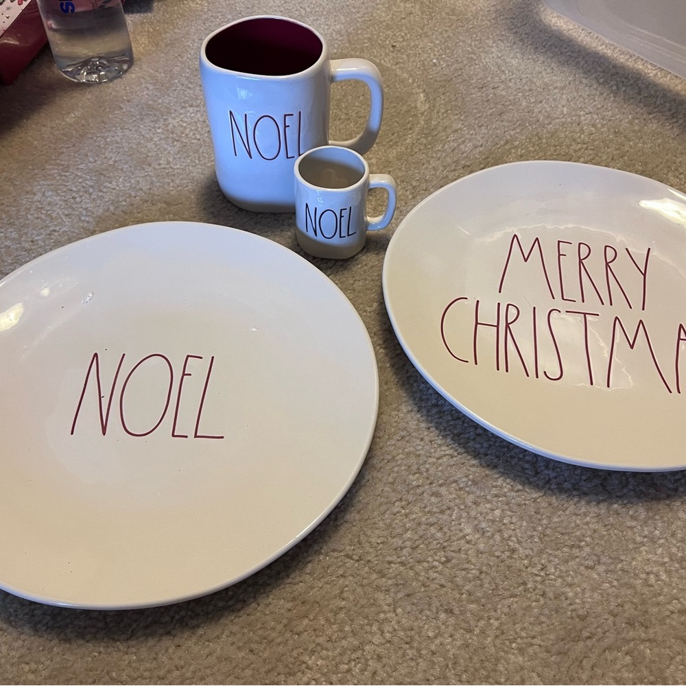 Rae Dunn Christmas plate mug set
